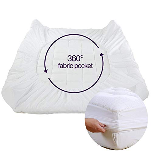 EASELAND Queen Size Mattress Pad Quilted Pillow Top Mattress Topper White