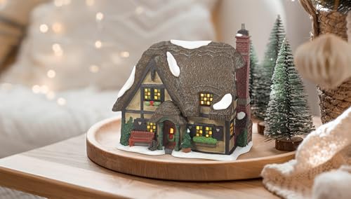 Dickens Village Master Thatcher's Cottage Lit Porcelain Building, 6.5 Inch