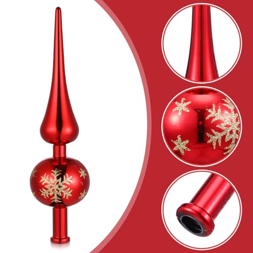 NUOBESTY Red Christmas Tree Topper - Hand-Painted Plastic Finial for Holiday Decor