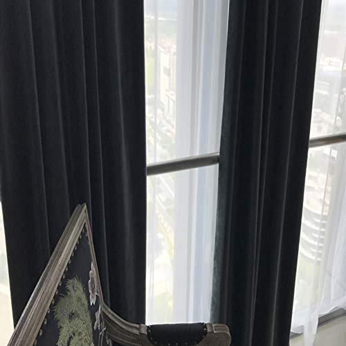 Velvet Blackout Curtains 2-Panel Set 52x96 Inch - Thermal Room Darkening