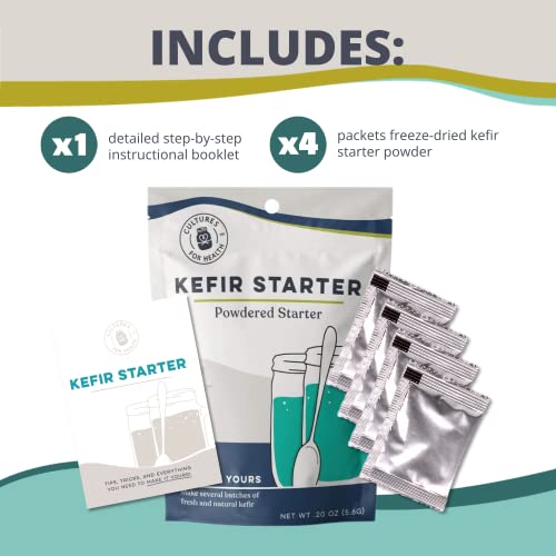 Kefir Starter Culture Powder 4-Pack Freeze Dried Probiotic Drink