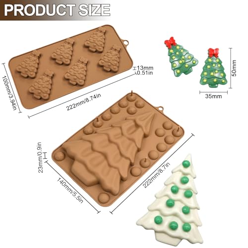Christmas Tree Silicone Mold 2-Pack for Holiday Baking & Crafts