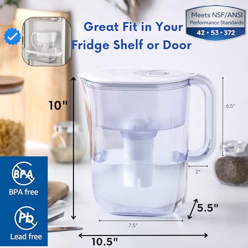 10-Cup Water Filter Pitcher with 5 Replacement Filters & Indicator