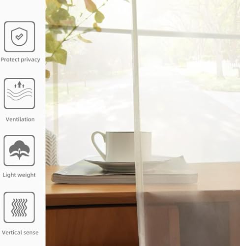 Sheer Rod Pocket Curtains 4 Panels - Ivory Voile Draperies 52x108
