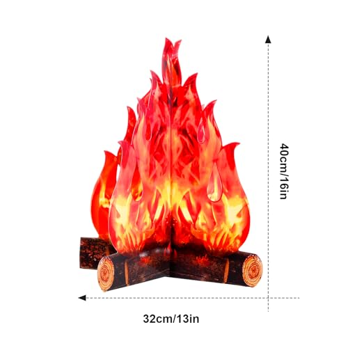 3D Cardboard Campfire Decor - 16 x 13 Inch Fake Bonfire for Kids Parties