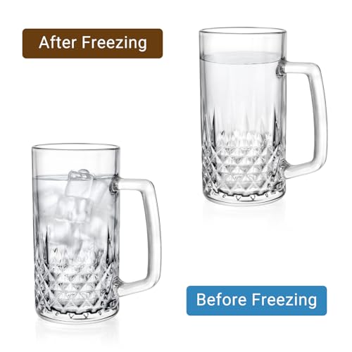 20 oz Double Wall Insulated Freezer Beer Mugs with Handles - 4 Pack