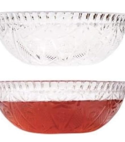 Large Crystal-Clear Plastic Punch Bowl with Elegant Cut Glass Design