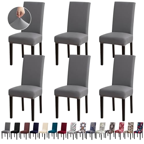 Stretch Dining Chair Covers Set of 6 - Removable & Washable