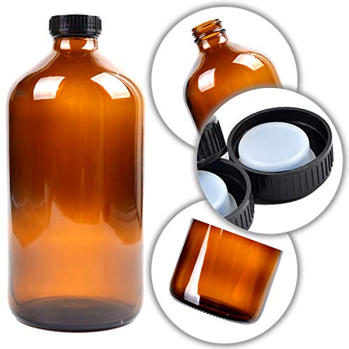 32 oz Amber Glass Growler with Tight Seal Lids - 2 Pack