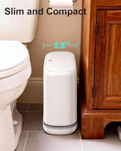 Slim 2.3 Gallon Bathroom Trash Can with Lid - White Dog Proof Waste Basket