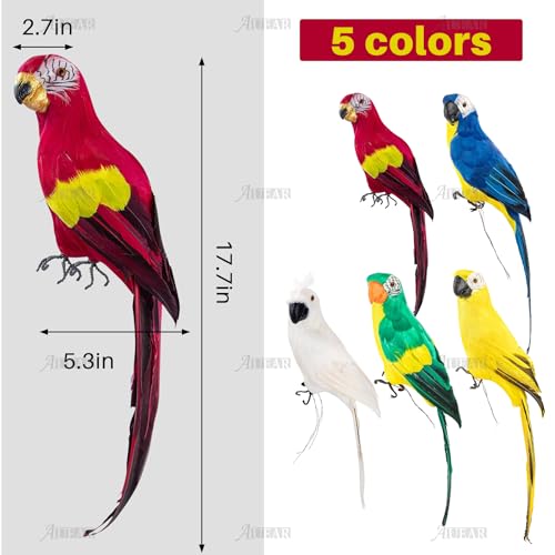 17.7-Inch Lifelike Feathered Artificial Red Parrot Decor & Costume Prop