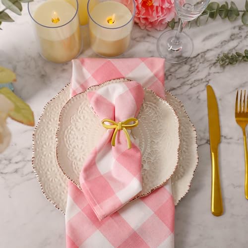 Wonlex Matte Gold 20 Pcs Bow Napkin Rings Elegant Table Decor for Weddings & Parties