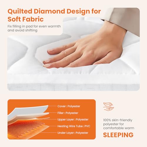 Heated Mattress Pad Queen Size | Dual Zone Electric Bed Warmer