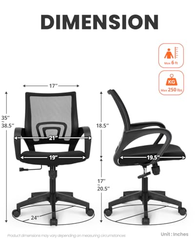 Ergonomic Mid-Back Mesh Office Desk Chair with Lumbar Support and Height Adjustment