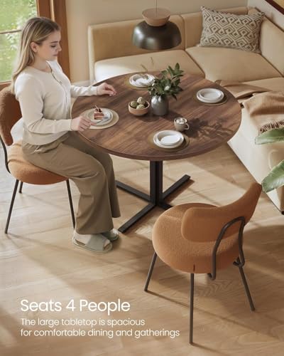 31.5-Inch Round Dining Table, Modern Small Kitchen Table with Steel Frame