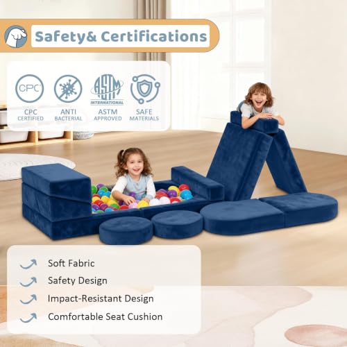 12-Piece Modular Kids Play Couch, Convertible Foam Toddler Sectional Sofa