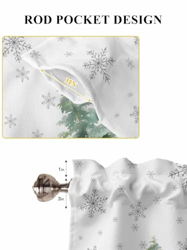 Jolunifun 52x72 in Christmas Tree Caf%C3%A9 Curtains (Pack of 2) 104x72 In Rod Pocket Panels