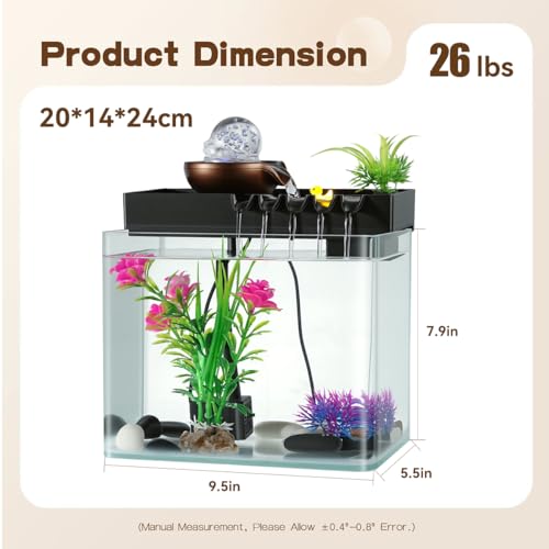 Indoor Tabletop Water Fountain with Fish Tank and Mist Humidifier