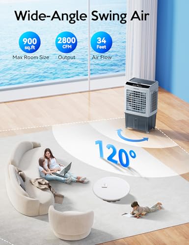 35-Inch Evaporative Air Cooler 9.2-Gallon Swamp Cooler with Remote