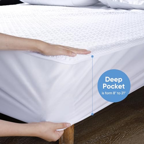 Hanherry Cooling Waterproof Mattress Protector, Queen Size Deep Pocket