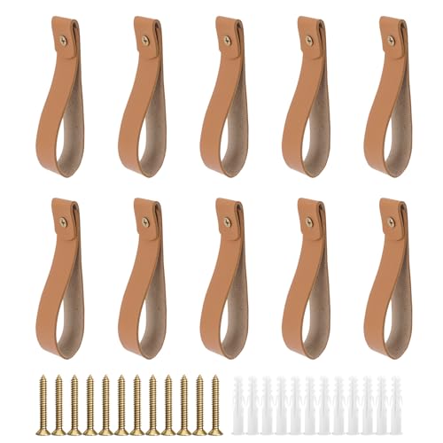 10 PCS Boho PU Leather Curtain Rod Holders – 9.8 Inch Wall Hanging Straps