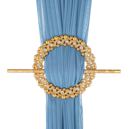 Gold Crystal Curtain Tiebacks with Mounting Rods - 2 Pack