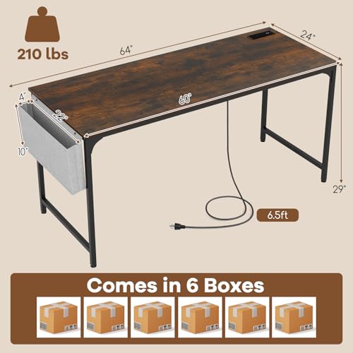 60-Inch Conference Table with Charging Station, Storage Bag and Hook
