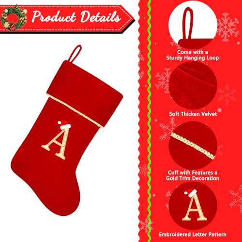 20-Inch Personalized White Velvet Monogram Christmas Stocking with Gold Trim