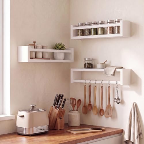 Set of 3 Floating Nursery Wall Shelves, 16.5-inch Solid Wood Book Ledges