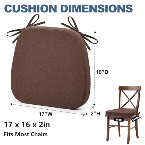 Non-Slip Dining Chair Cushions, 17x16 Inch Kitchen Chair Pads (4 Pack)