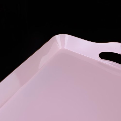 Leemxiiny Pink Decorative Tray for Coffee Table with Handles, Plastic Rectangular Serving Tray for Living Room, Bathroom, Outdoors, 11.8"*17.3"