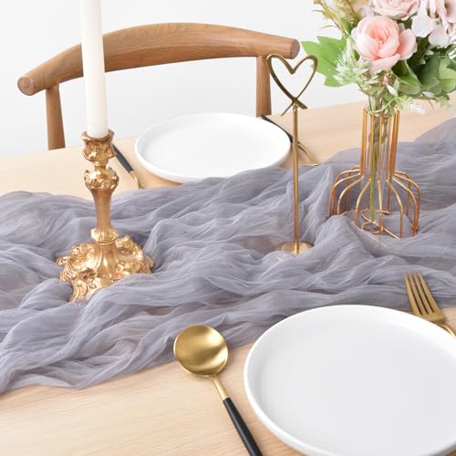 Joanlody Grey 10ft Cheesecloth Table Runner 4 Pack Fall Wedding Party Decor