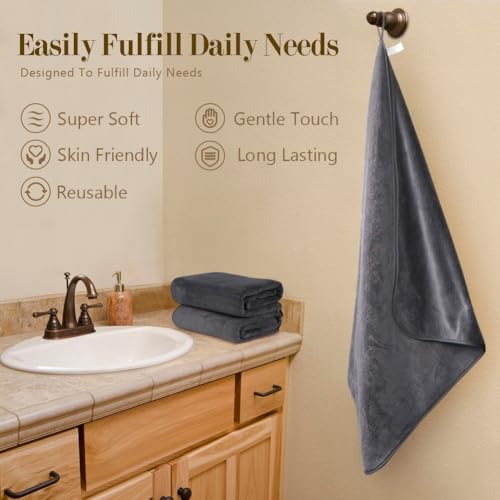 Orighty Microfiber Bath Towel Set 2-Pack (27"x54") - Soft Quick Dry, Grey