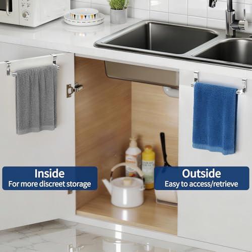 2 Pack Over-the-Cabinet Towel Rack - Brushed Stainless Steel Bar
