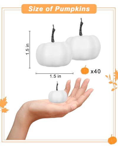 40-Piece Mini Artificial Foam Pumpkins for Fall and Halloween Decor