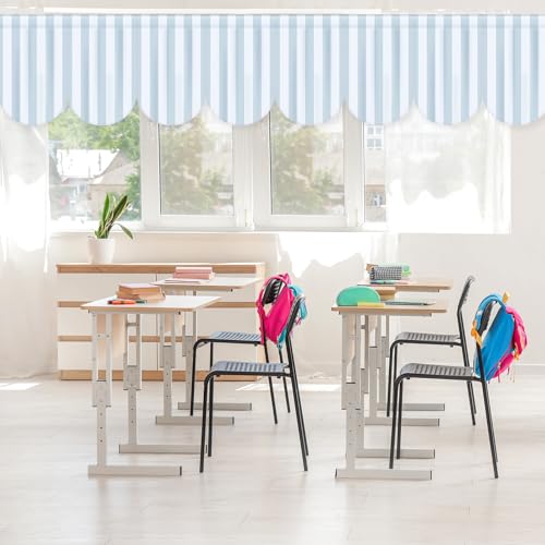 8-Pack Blue Striped Classroom Curtains 32" x 24" Coastal Window Drapes