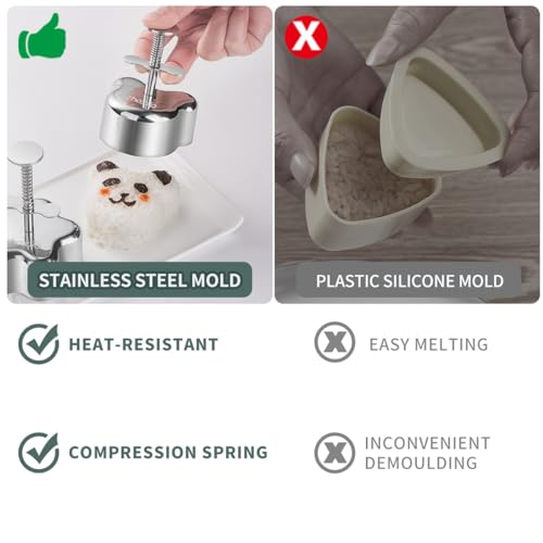 Stainless Steel Onigiri Mold Set 4-Piece Rice Ball Maker Shapes