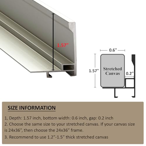 24x24 Metal Canvas Floater Frame, 1.5-Inch Deep Silver Floating Frame
