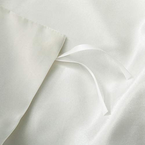 Ivory White Satin Duvet Cover Set - 5 Piece Full/Queen Bedding with Zipper