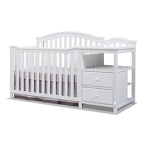 Sorelle Berkley Baby Crib and Changer Set - White, 4-in-1 Convertible Nursery Furniture