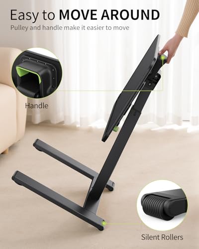 Adjustable Rolling TV Tray Table with Wheels for Sofa and Bed