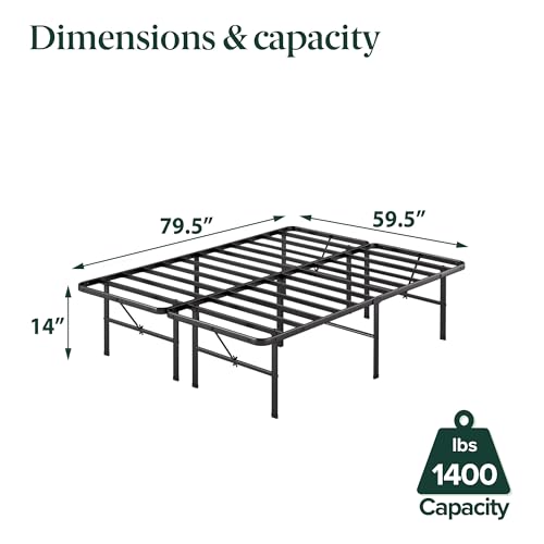 14-Inch Heavy Duty Steel Metal Bed Frame - Queen Size Mattress Foundation