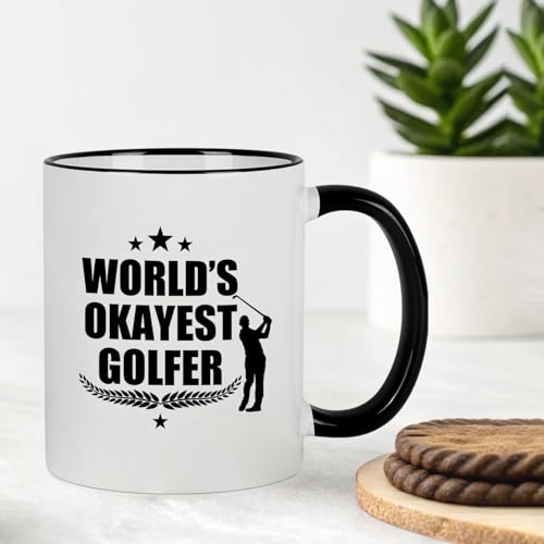 World’s Okayest Golfer Mug - 11 oz Funny Coffee Cup for Dad Husband