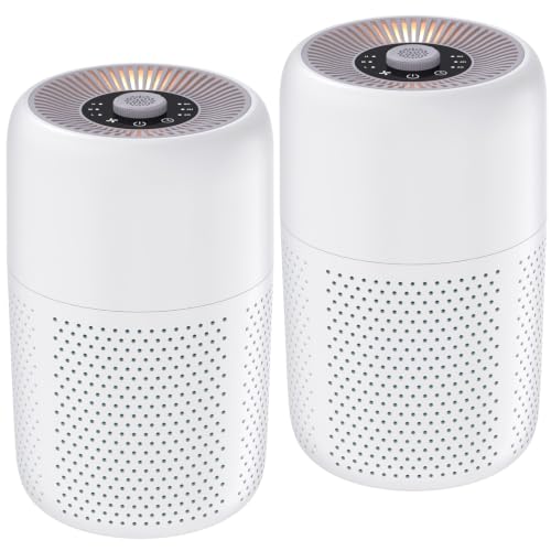 2 Pack True HEPA Air Purifiers for Bedroom with Night Light