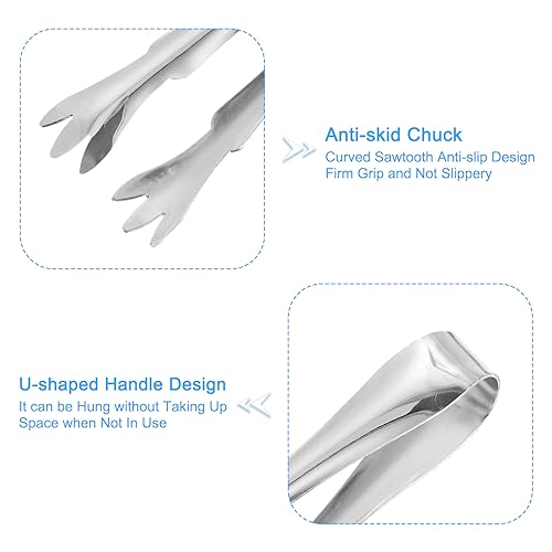 uxcell 4 Inch Stainless Steel Mini Serving Tongs for Ice & Appetizers, 2-Pack