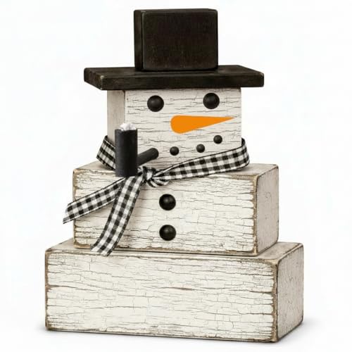 Snowman 4-PC Wooden Holiday Table Decor Set (Variation: Snowman) Geelin