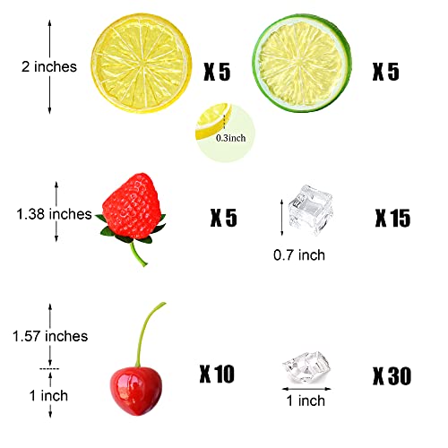 70 Pcs Artificial Fruit and Ice Cube Set for DIY Decor