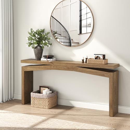 63-Inch Wooden Console Table, Narrow Farmhouse Sofa Table for Entryway