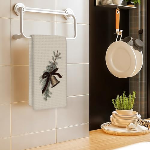 Oindade Bell Christmas Kitchen Towel 16x24in - Winter Pine Tree Hand Towel (Variation: Bell)