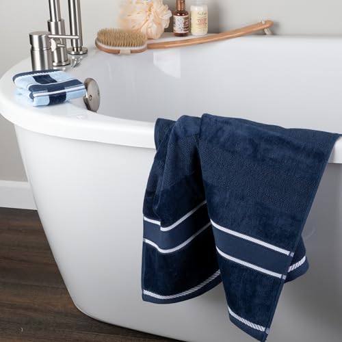 6-Piece Cotton Bathroom Towel Set - Navy Blue, 525 GSM Soft Bath Essentials